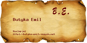 Butyka Emil névjegykártya